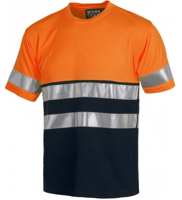 CAMISETA 100%POL.AV NARANJA/MARINO  (C3941)