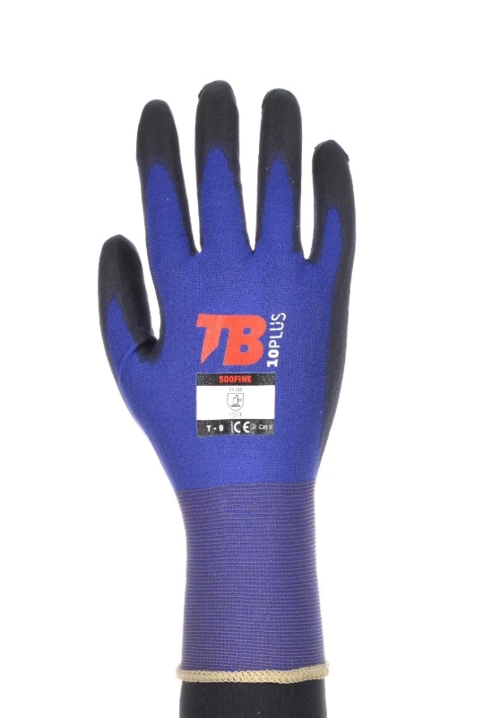 GUANTE NYLON PU AZUL/NEGRO 112X TACTIL T