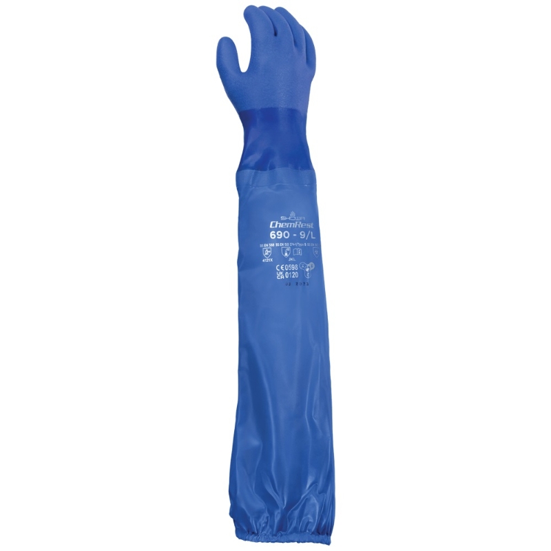 GUANTE QUIMICO PVC AZUL 65 CM (SHOWA 690