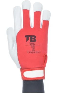 GUANTE PIEL FLOR CABRA GRIS DORSO ALGODÓ