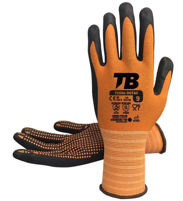 GUANTE FINO NITRILO NARANJA/NEGRO TACTIL