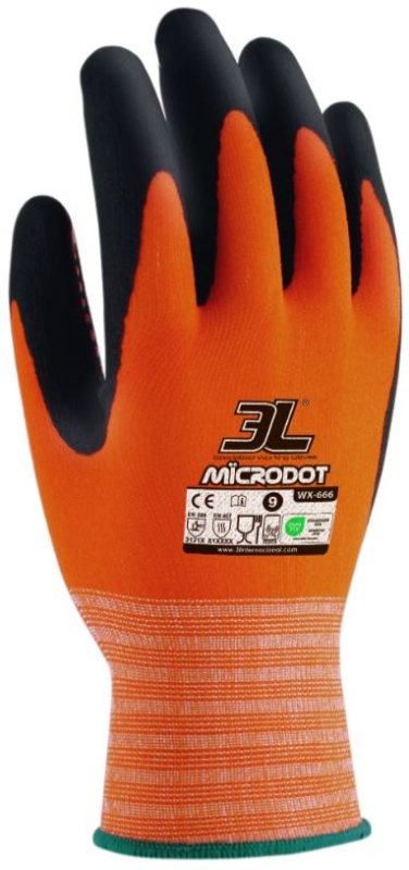GUANTE FINO NITRILO NARANJA/NEGRO TACTIL