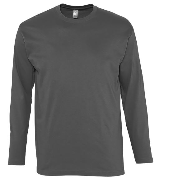 CAMISETA MANGA LARGA ALGODÓN GRIS OSCURO