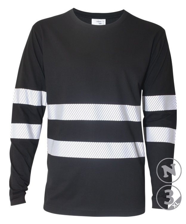 CAMISETA MANGA LARGA ALGODÓN NEGRO REFLE