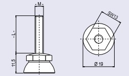 PIE NIVELADOR FIJO Ø40 C/CAÑA ROSCADA ZI