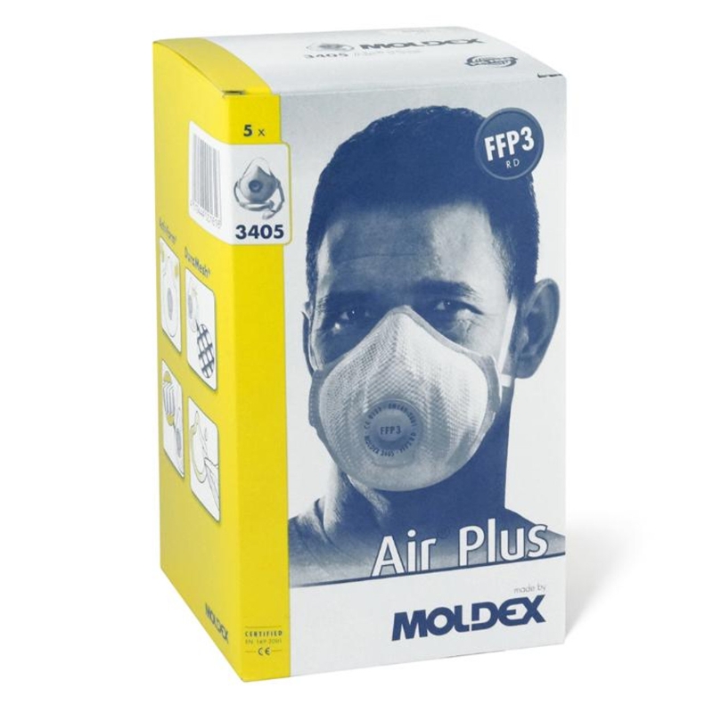 MOLDEX CAJA 5 UDES MASCARILLA DESECHABLE 3405 FFP3 C/VALVULA*