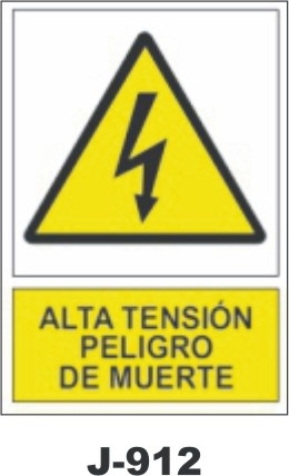 SENAL PVC 297X210 ALTA TENSION PELIGRO MUERTE (J912)