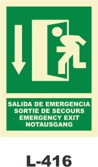 SENAL ALU 297X210 SALIDA EMERG.FLECHA ABAJO (L416)